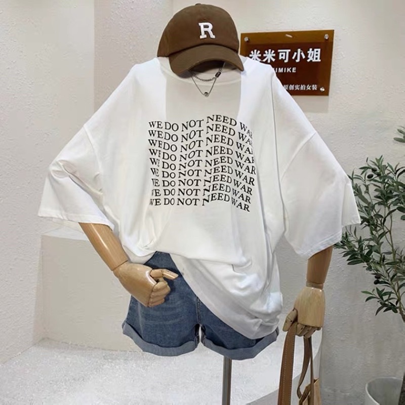 Áo phông 3158, áo thun tay lỡ form rộng chất cotton in chữ WE