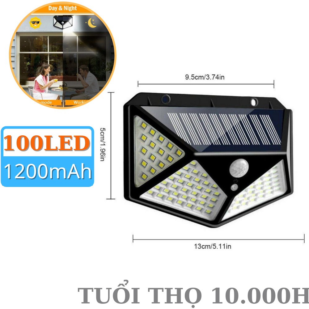 Đèn Cảm Biến Chuyển Động 100 LED Siêu Sáng, Chống Thấm Nước - 3 Chế Độ Sáng