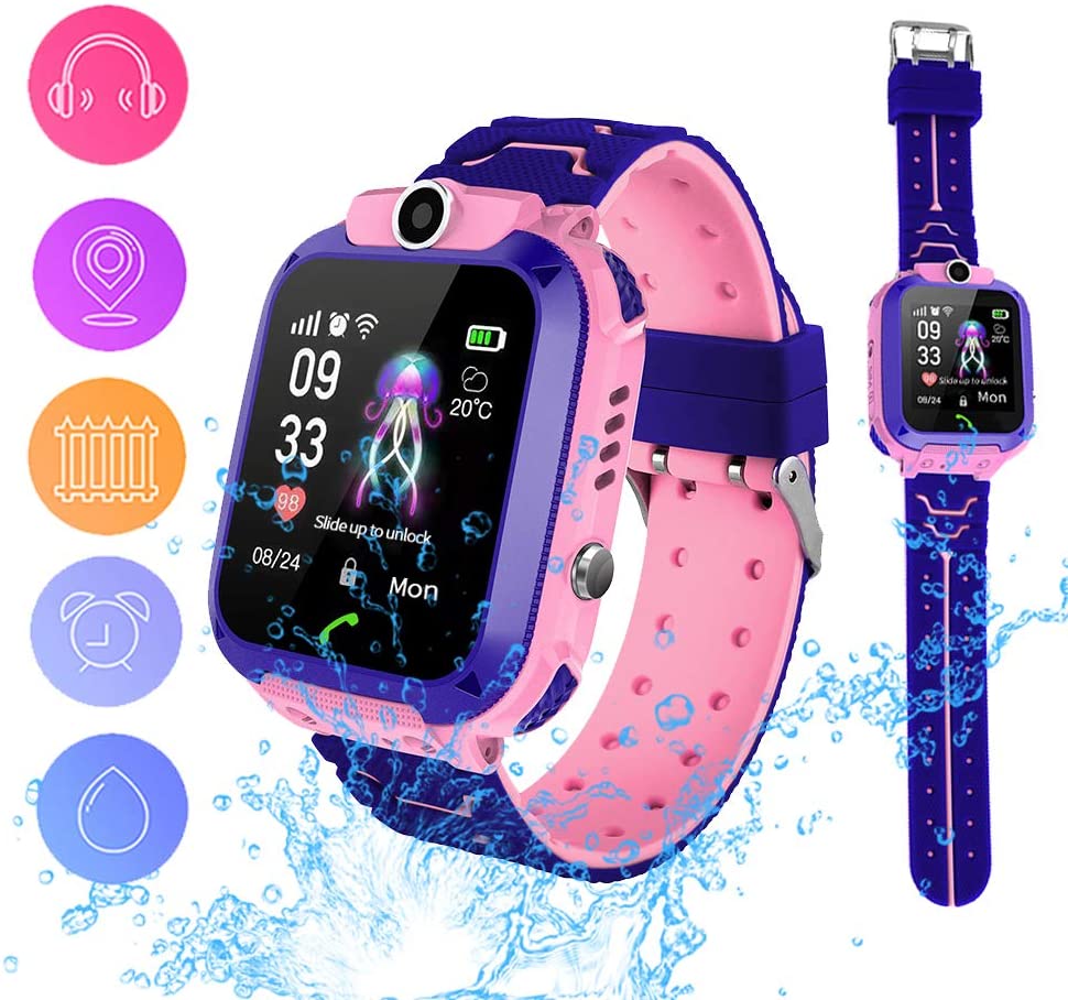 [ Ready Stock ] Waterproof IP67 Q12 Children's Smart Watch/ SOS Phone Watch Smart Watch Ith GPS Tracker HD Touch Screen/ Sports Pedometer  Smart Watch Alarm Clock Camera Game Boys Girls Christmas Birthday Gift