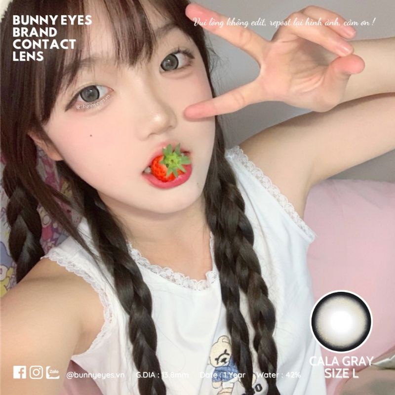 Lens Mắt Kính Áp Tròng BUNNY EYES - CALA Xám 14.5 Size L Giãn To