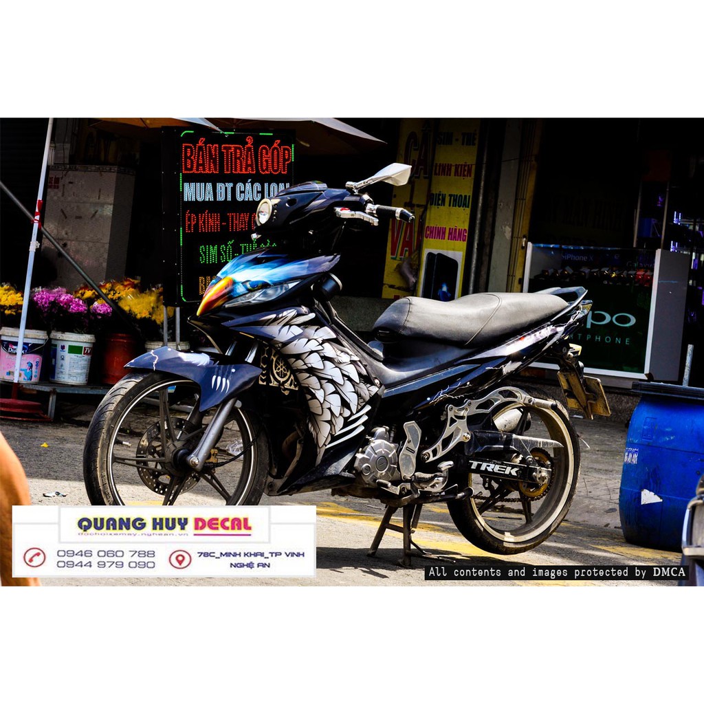 Tem trùm exciter 135 xanh đen đại bàng đẹp, độ team decal xe ex dán đời 2011-2014