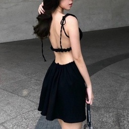 Đầm 2 dây hở 1 dây lưng sexy có mút l