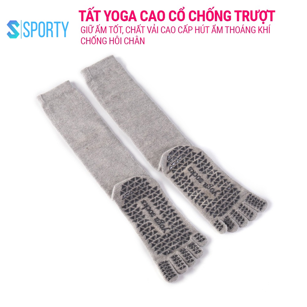 Tất Yoga Chống Trượt SPORTY Cổ Cao tập thể dục chống trượt êm ái, tránh hôi chân, đảm bảo an toàn