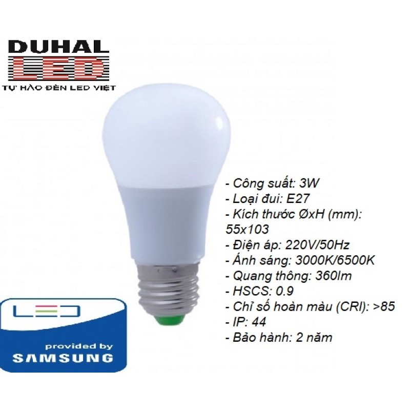 [GIÁ HỦY DIỆT] BÓNG ĐÈN LED BULB DUHAL 3W - 5W - 7W - 9W (KBNL)