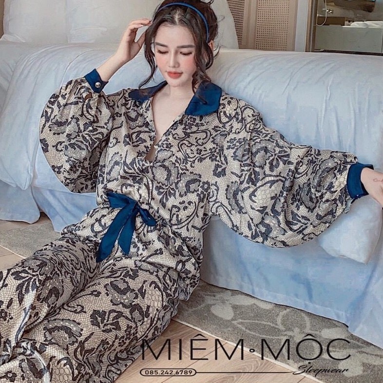 Bộ Ngủ Pijama Dài Tay Mặc Nhà Lụa Satin Cao Cấp Mát - Mềm - Mịn