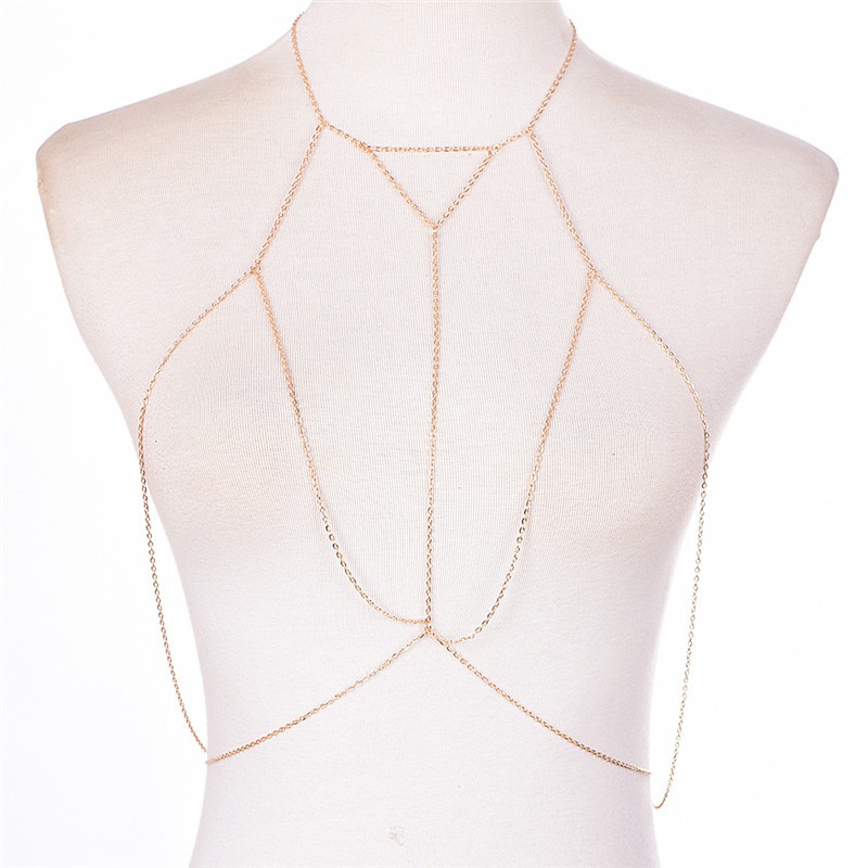 Onsalezone Retro Link Chain Bra Multilayer Sexy Beach Bikini Necklaces Body Chain Jewelry adover