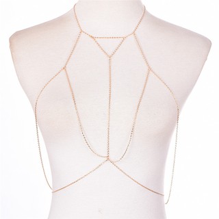 Onsalezone Retro Link Chain Bra Multilayer Sexy Beach Bikini Necklaces Body Chain Jewelry adover