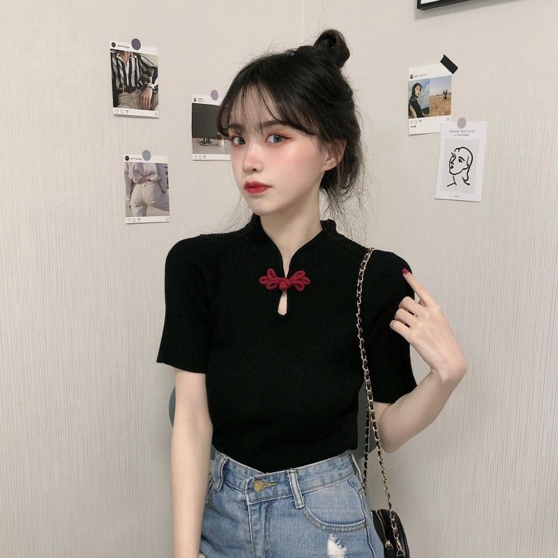 Áo nữ tay ngắn form ôm thanh lịch thời trang