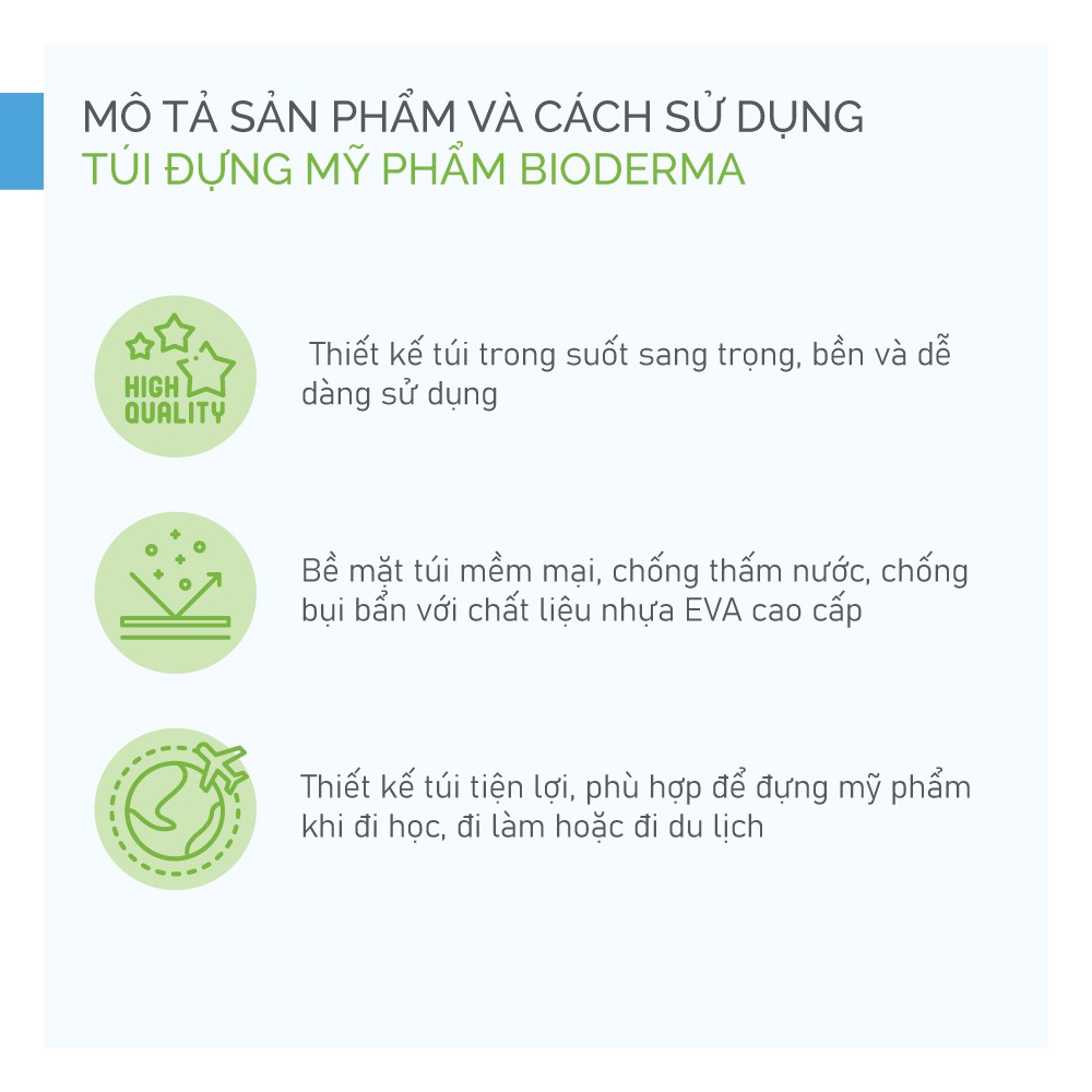 [HB Gift] Túi đựng mỹ phẩm trong suốt, chống thấm nước Bioderma Promotional 2021