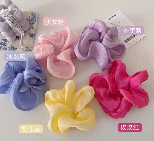 Chun cột tóc Scrunchies vải lụa mềm