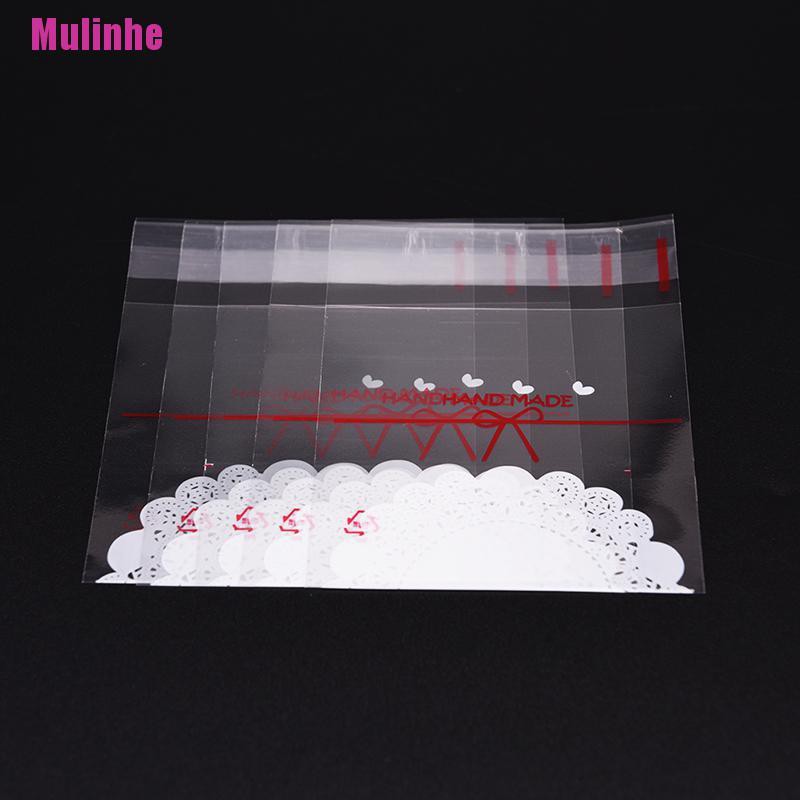 Set 100 Túi Đựng Bánh Kẹo In Họa Tiết Ren Thắt Nơ Xinh Xắn