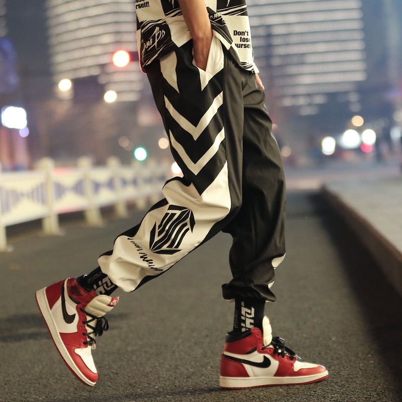 Quần dài ống túm dáng rộng in logo thời trang mùa đông cho nam