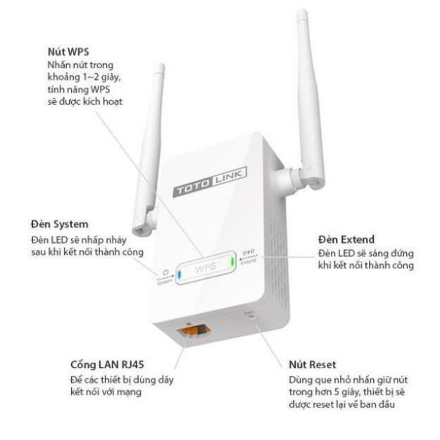 Bộ kích sóng wifi Totolink EX200 - Màu trắng - Thiết bị kích sóng wifi - Chính hãng - Bảo hành 36 tháng