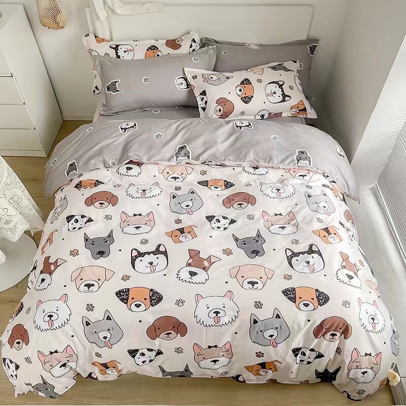 Bộ ga giường cotton poly 5 món chăn có chần bông