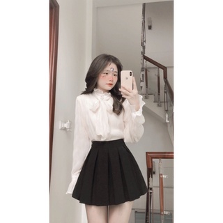 Áo sơ mi buộc nơ hàng quảng châu( ảnh thật shop chụp)