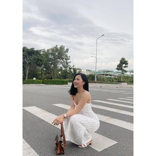 Đầm maxi hai dây xoắn ngực