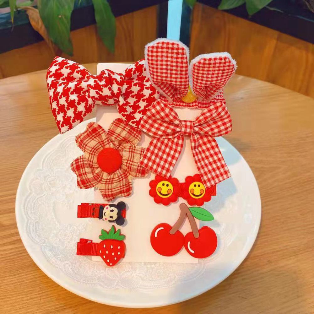 Set 8 kẹp tóc nơ/ hoa nhiều màu dễ thương cho bé -MS08