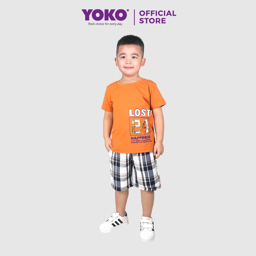 Bộ Quần Áo Thun Tay Ngắn Bé Trai Quần Caro (6-9 Tuổi) YOKO KID’S FASHION 20475T