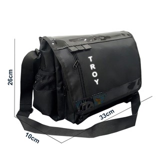 [FREESHIP❤️] Cặp đeo chéo nam nhựa bóng đen in chữ phản quang chất vải dù dày 900 vừa giấy A4 dùng đi làm, đi học hoặc đ