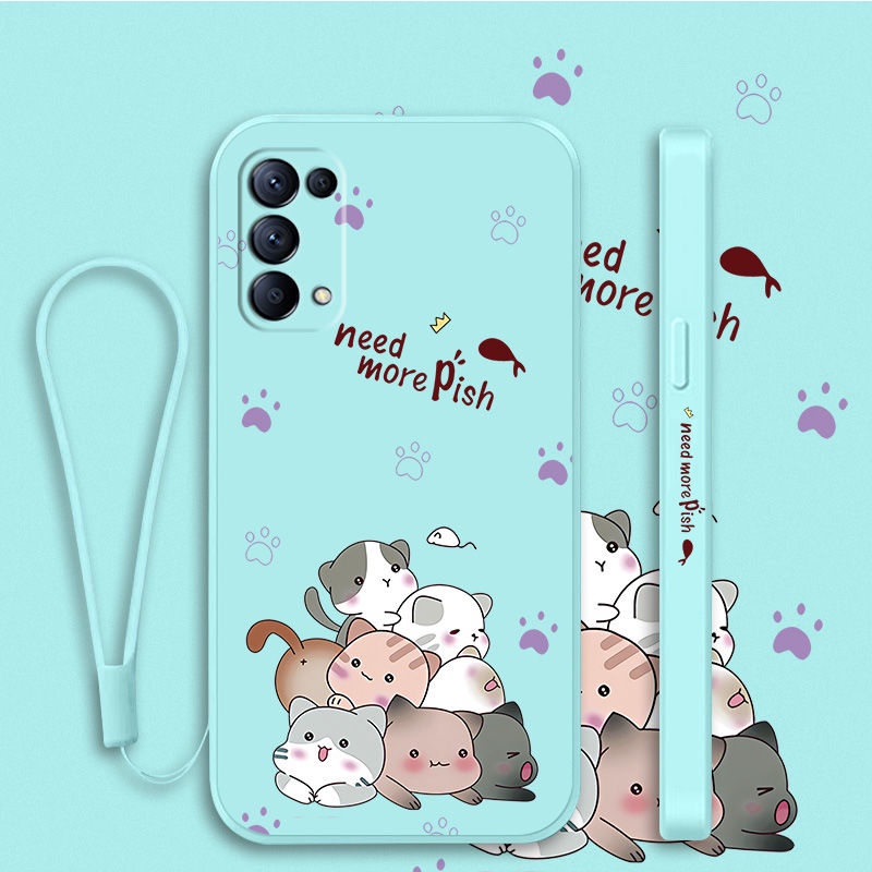Ốp Điện Thoại In Mèo Hoạt Hình Chống Trượt oppo reno 6 reno 5 reno 6z reno 4 reno 4 pro reno 7z a96 reno 7
