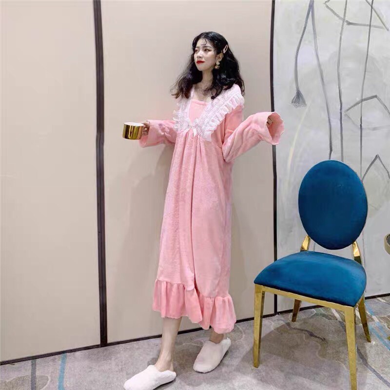 ( ( VÁY NGỦ LOLITA VẢI BÔNG HOẠ TIẾT HOA HỒNG (sẵn) | BigBuy360 - bigbuy360.vn