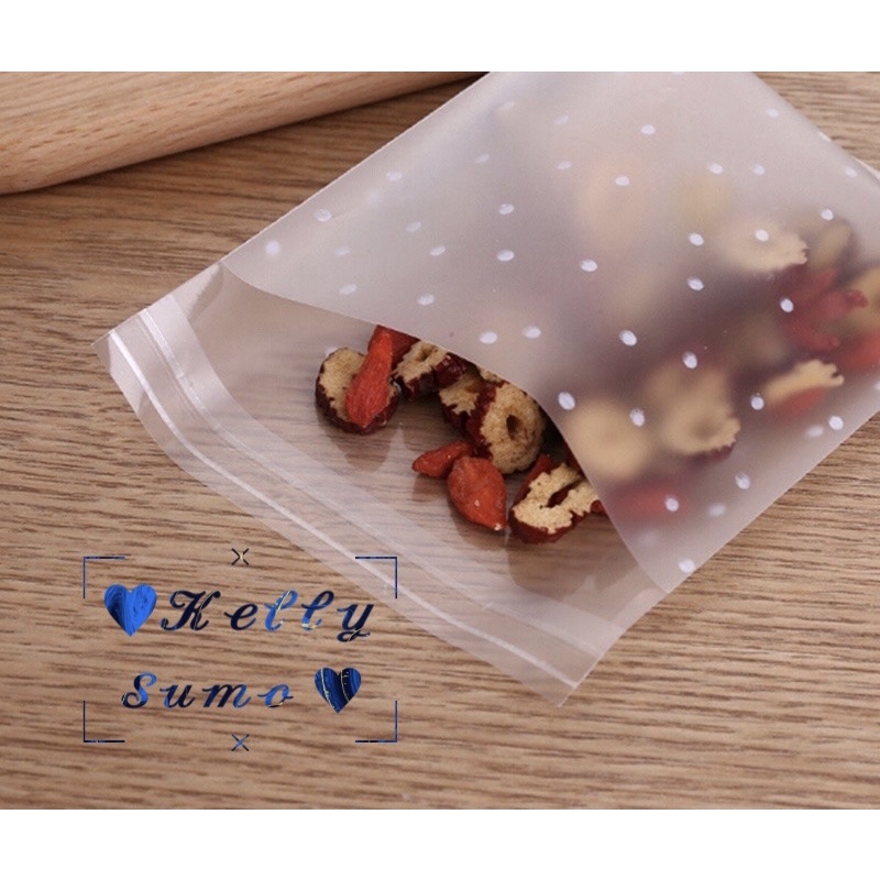 Combo 10/20/50 Túi dán miệng đựng bánh , kẹo mẫu chấm bi size 7