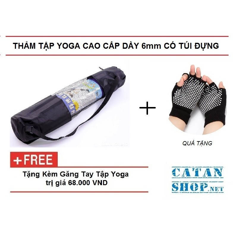 [Tặng Găng Tập 68k] Thảm Tập YOGA Cao Cấp Có Túi Đeo, Độ Bám Cao, Dễ Dàng Giặt Sạch