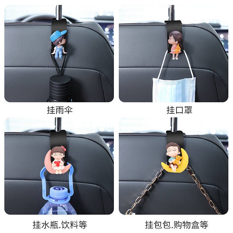 Móc ghế sau đa chức năng hình cặp đôi sáng tạo cho xe hơi