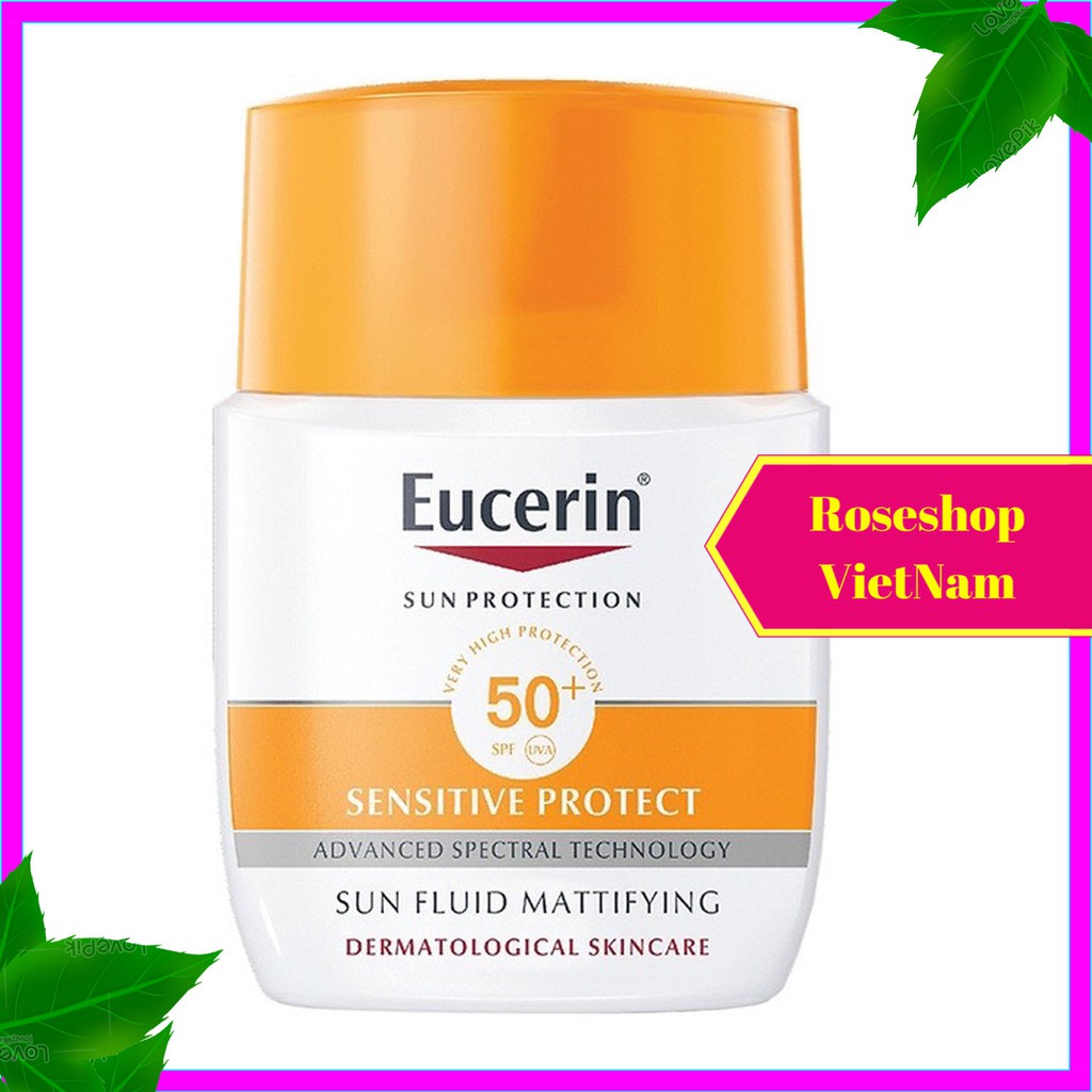 ✅Kem Chống Nắng Eucerin Sun Fluid Mattifying Sensitive SPF 50+ 50ml - Cho Da Khô Mụn Nhạy Cảm Da Hỗn Hợp. RSVN SP46