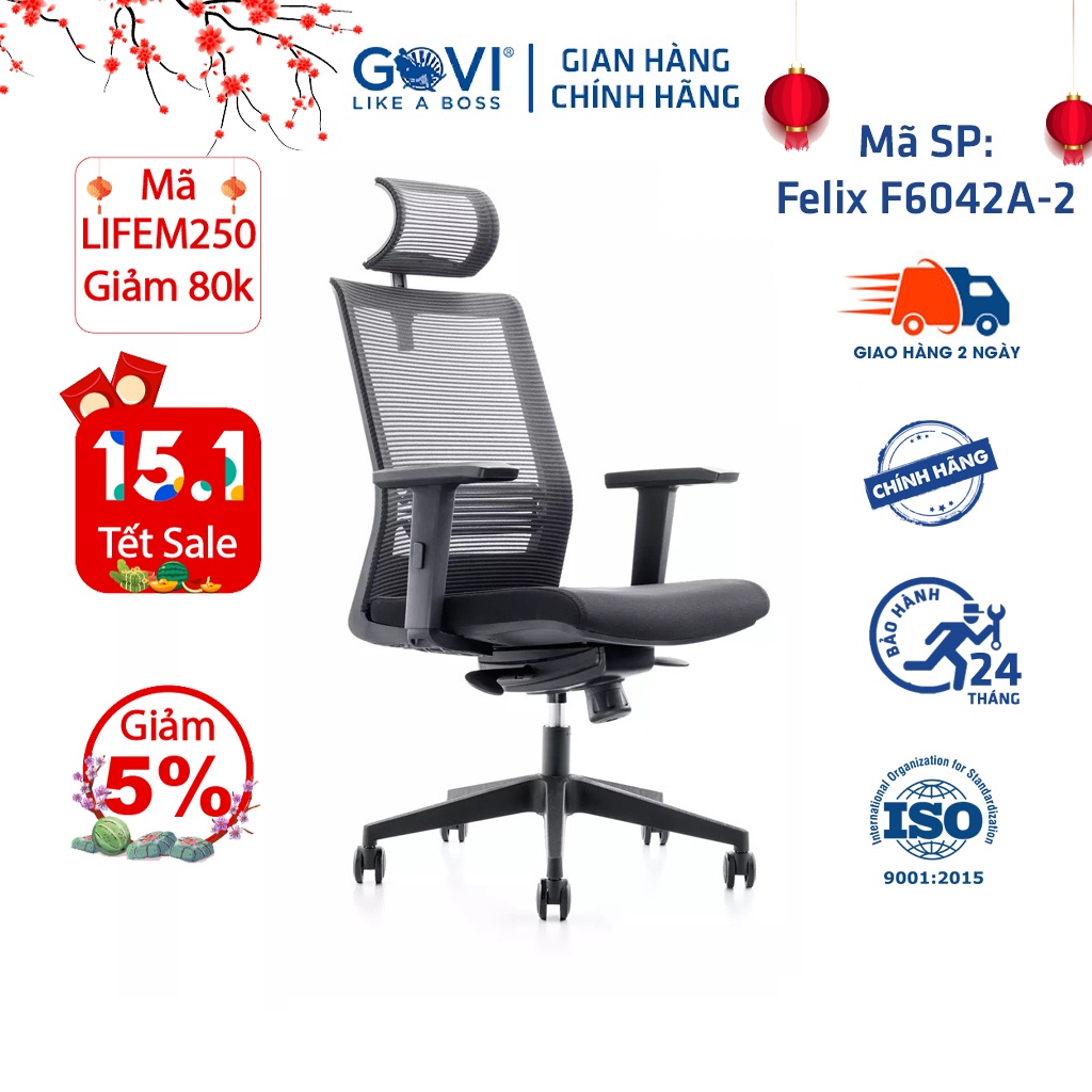 Ghế xoay văn phòng Felix F6042A-2 Tựa đầu