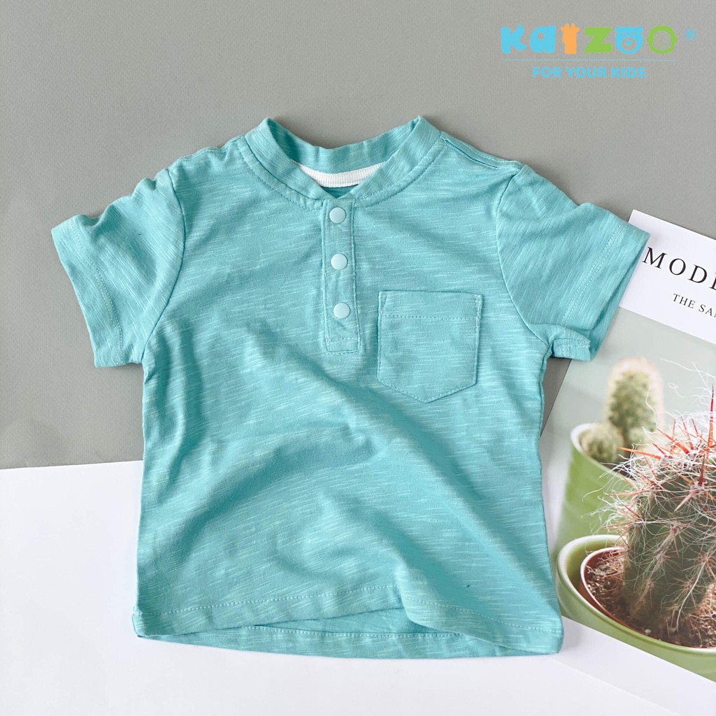 Bộ Tay Ngắn Cổ trụ thun cotton Áo Xanh Ngọc cổ tròn Quần Xanh Đen( Bé 7.5-20kg)