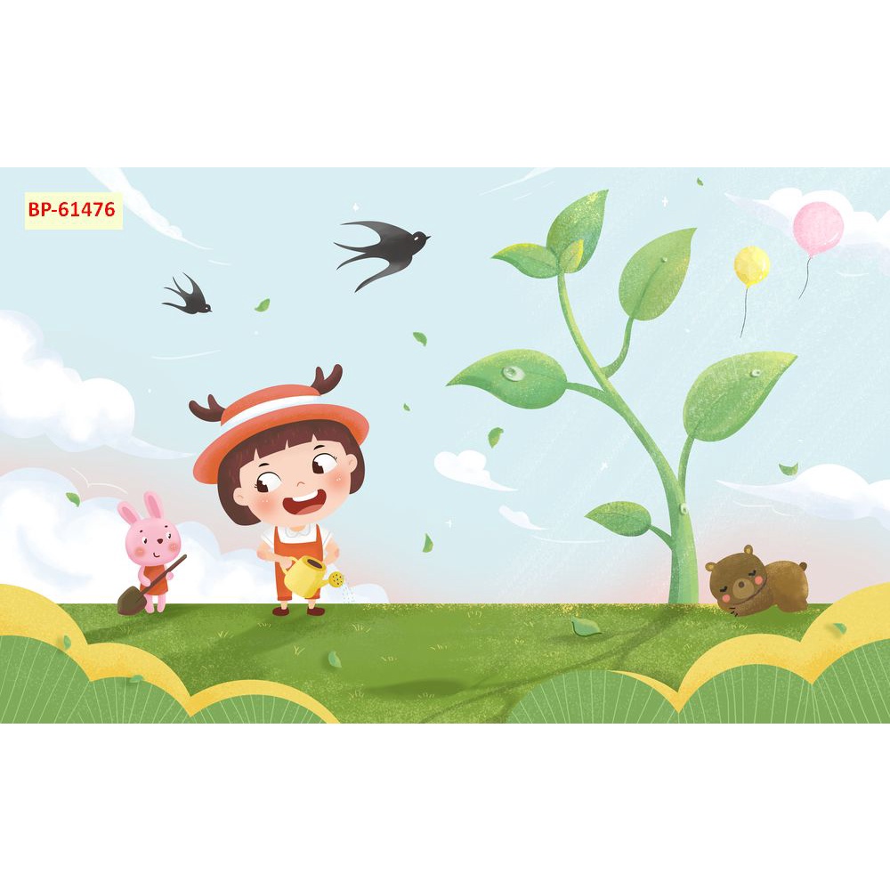 Tranh Dán Tường Phòng Trẻ Em Hoạt Hình Hiện Đại 3D