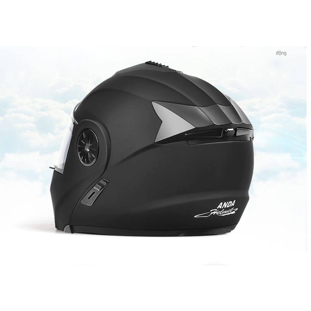 Nón bảo hiểm full face lật hàm 2 kính AD Helmet + LED đuôi