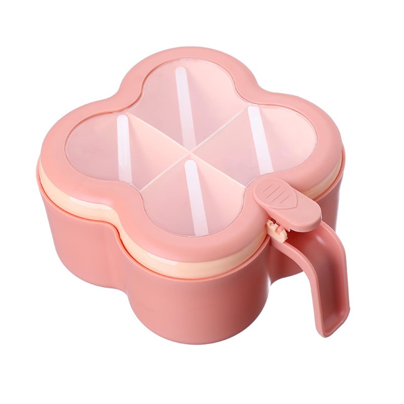 Hộp Đựng Gia Vị 4 Ngăn Bằng Nhựa Có Nắp Trong Suốt Kèm Muỗng Tiện Dụng Cho Nhà Bếp