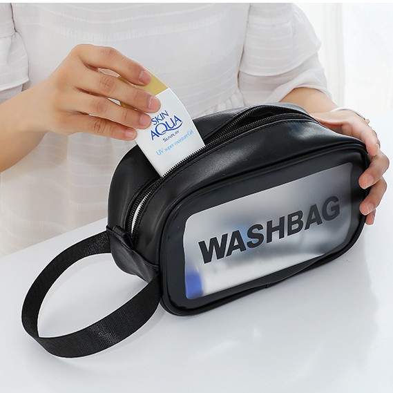 Túi Đựng Mỹ Phẩm Đi Du Lịch Cá Nhân Chống Thấm Nước Washbag Trong Suốt Size M 26cm TD262