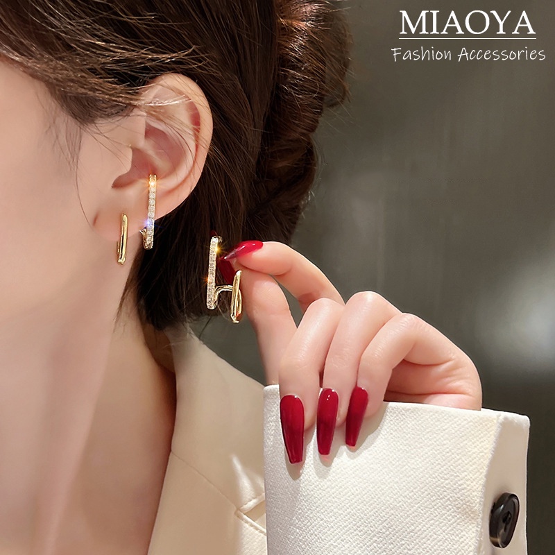 Khuyên Tai Hai Lớp Đính Kim Cương Thời Trang Hàn Quốc Chất Lượng Cao