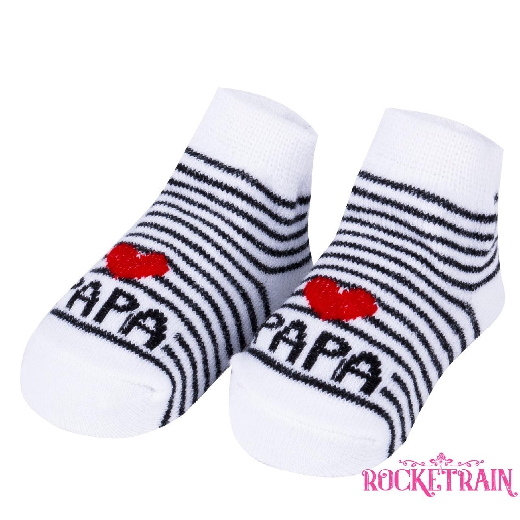 Vớ cotton in chữ I LOVE MAMA / PAPA cho em bé 0-6 tháng tuổi