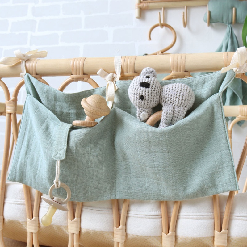 Túi Đựng Tã Lót Treo Nôi Em Bé Chất Liệu Cotton Có Khóa Kéo Tiện Dụng