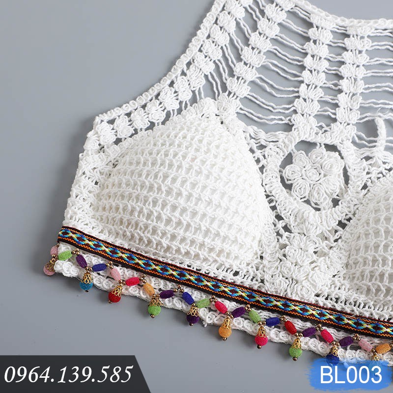 Áo bikini len móc đi biển cực xinh, sợi len cotton dai khỏe, thoáng mát, hàng đẹp giá tốt, mẫu mới 2022 | BL003