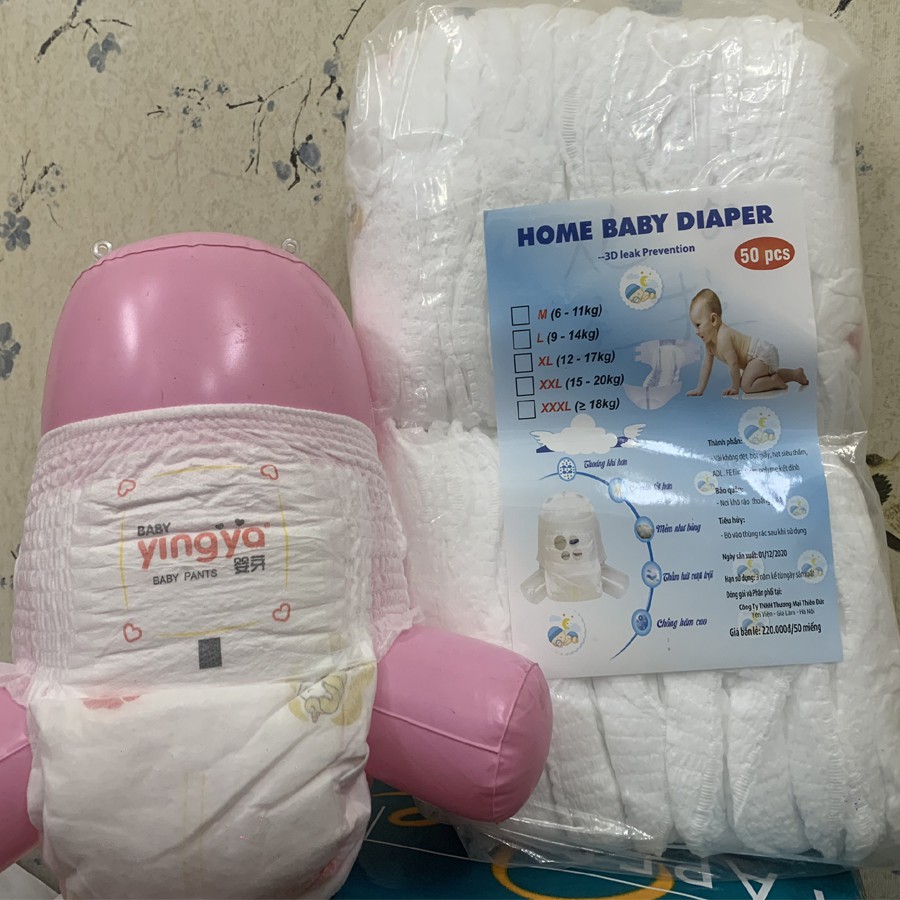 Bỉm quần Home Baby/ Size M,L,XL,XXL,XXXL/ 1 bịch có 50 miếng/ Giá siêu rẻ