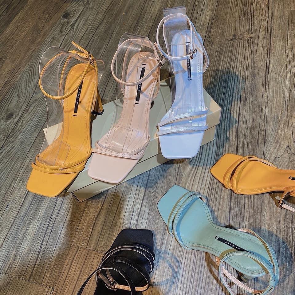 Giày cao gót 2 quai chéo gót bệt 7p CG-0423 - Rosa fashion