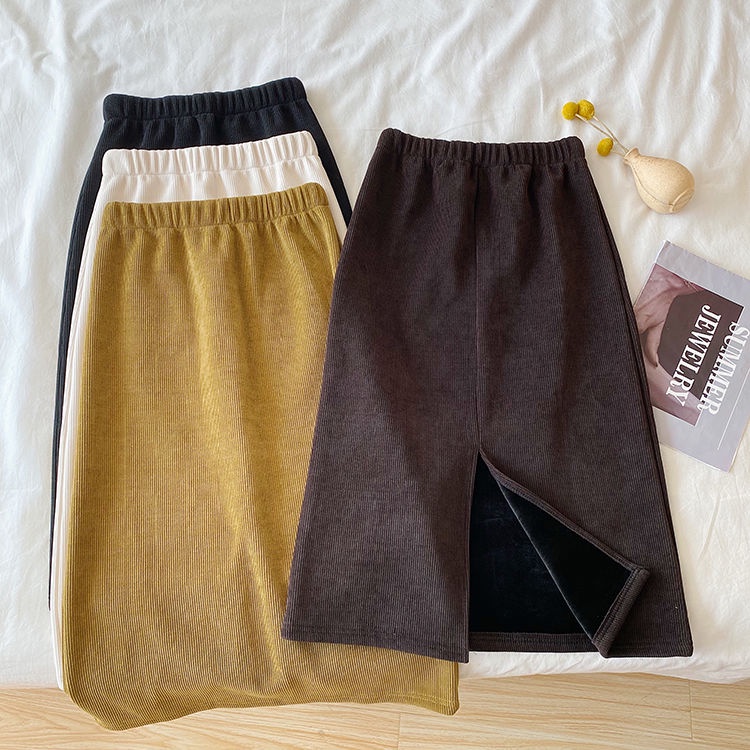 Chân váy dài lưng cao xẻ tà thời trang thu đông mới