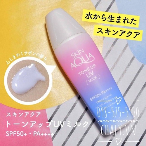 Sữa chống nắng nâng tone Skin Aqua Tone Up UV Milk Nhật. Mẫu mới. Kiềm dầu, nâng tone, che phủ. Hàng Nhật nội địa