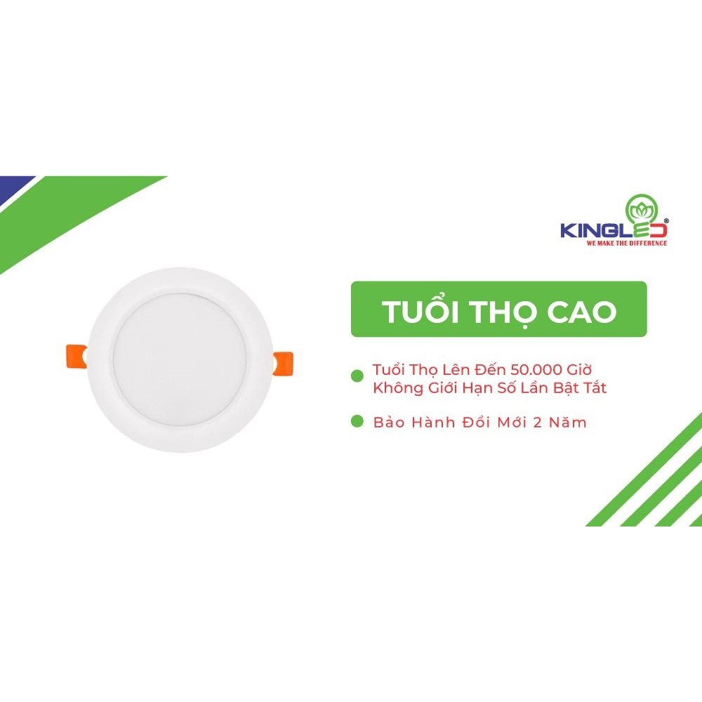 Đèn Âm Trần Ruby 8W Đơn Sắc Kingled D90