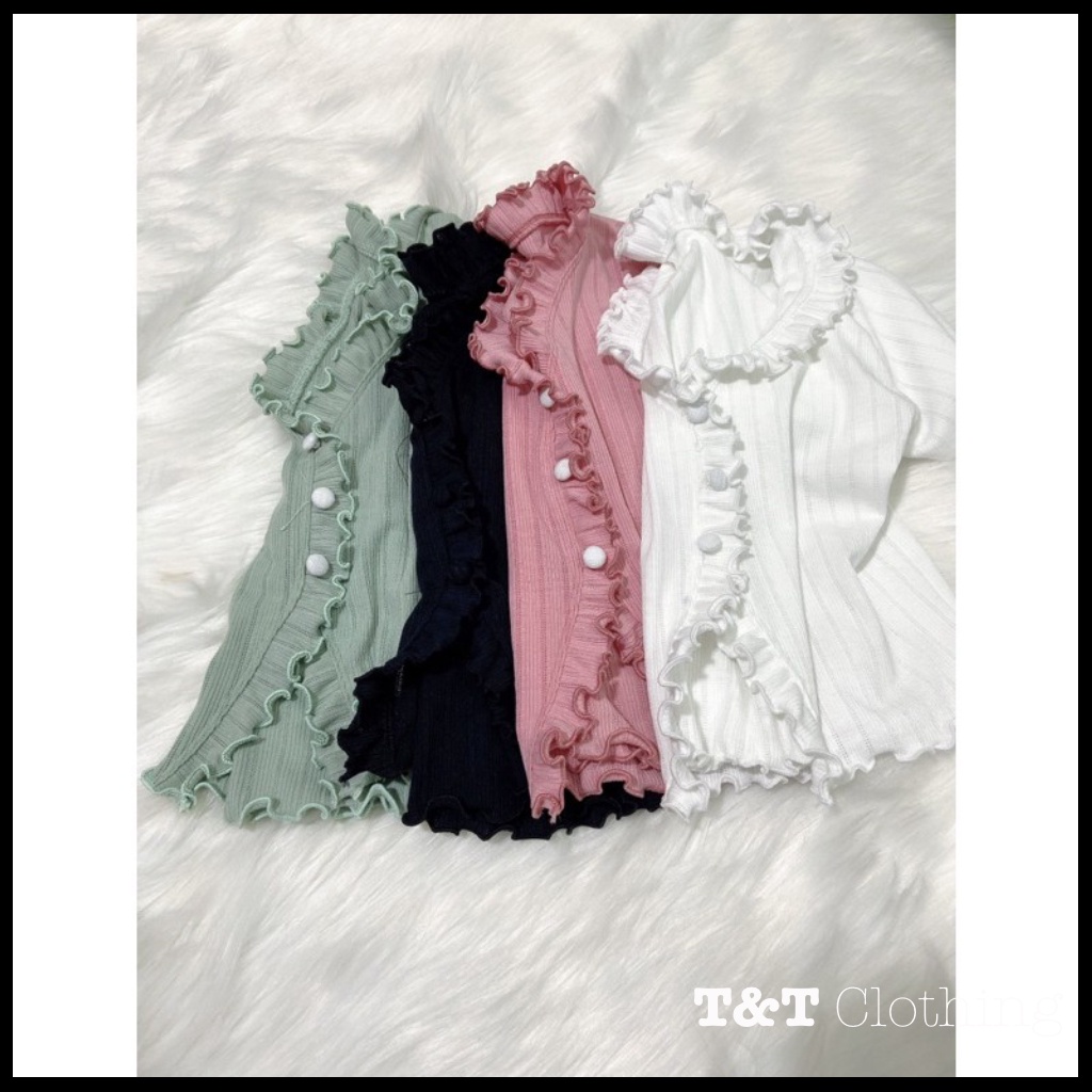 ÁO CROPTOP NỮ GÂN BÈO NÚT BỌC | áo kiểu nữ - áo thun 💃By 23t.shop | BigBuy360 - bigbuy360.vn