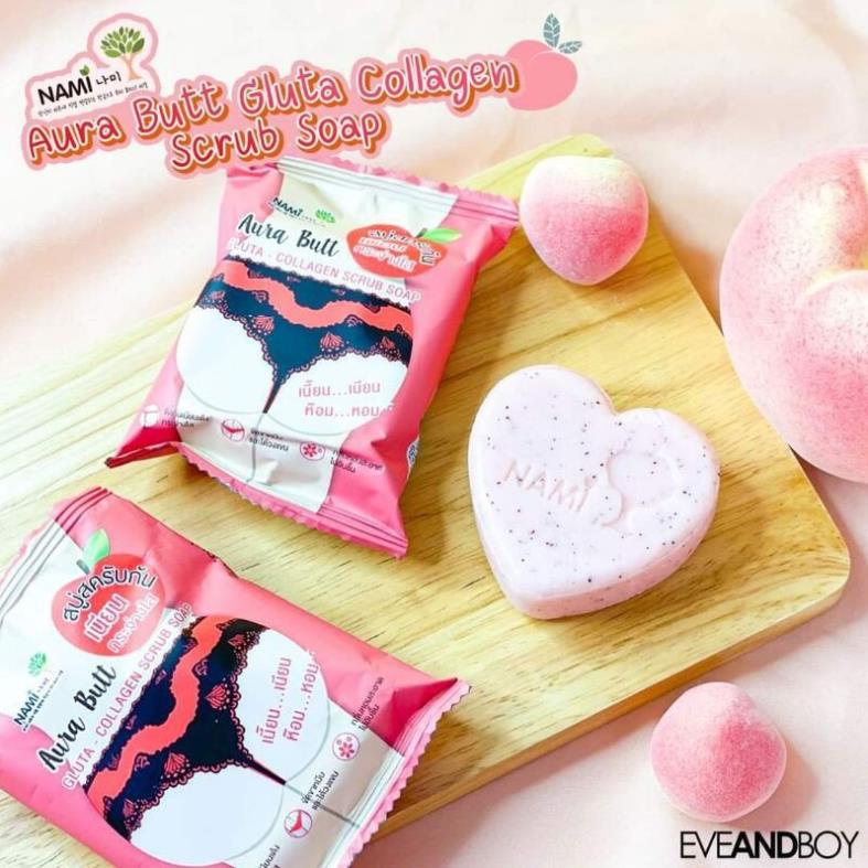 Xà Phòng Soap Nami Aura Butt Gluta - Collagen Scrub Thái Lan giảm thâm mông , nách , mụn siêu trắng [che ten san pham] | BigBuy360 - bigbuy360.vn