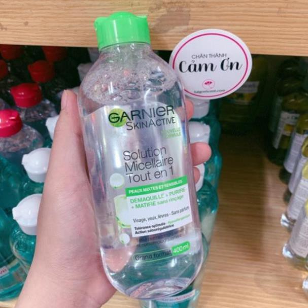 Nước tẩy trang da dầu nhạy cảm Garnier SkinActive Solution Micellaire Tout en 1 ( 400mL )