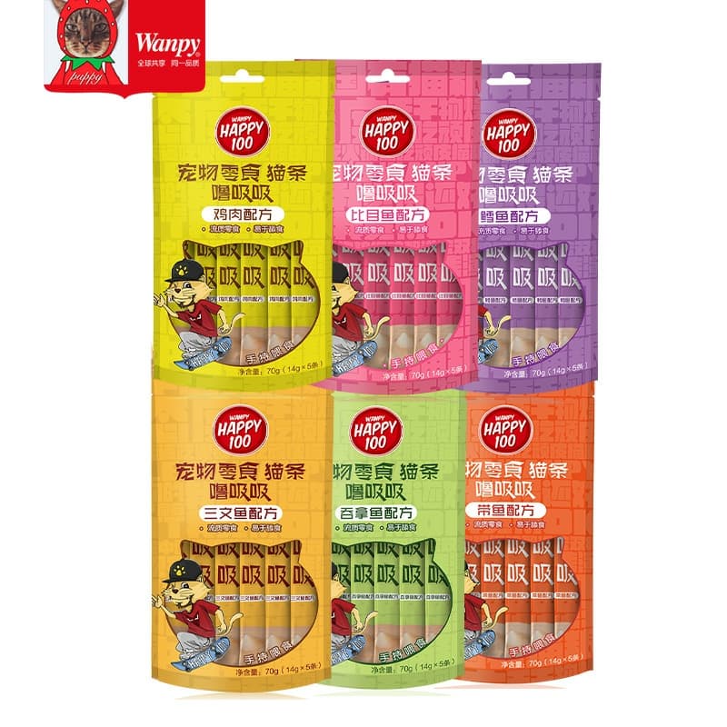 Súp Thưởng Wanpy Happy 100 - Súp thưởng cho mèo gói 5 thanh 14gr