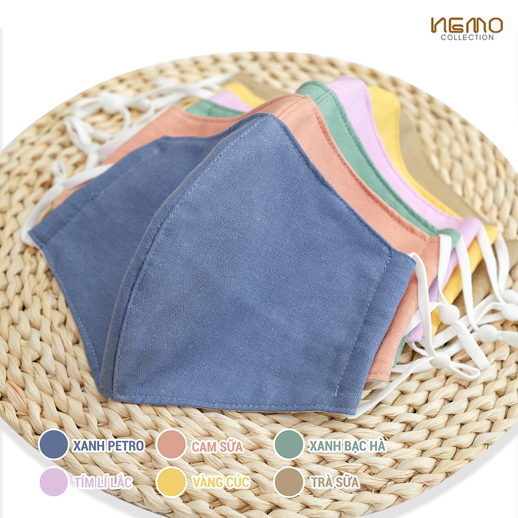 Khẩu Trang 3 Lớp Vải Linen NEMO, có nút tăng giảm dây dễ điều chỉnh - KTMTC