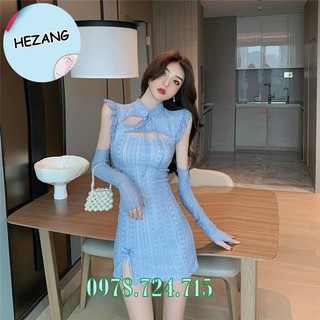 [KÈM DEAL 0Đ] Váy Sườn Xám Nữ Tạo Eo Thon Sexy Khoét Ngực, Xẻ Gấu Quyến Rũ Tay Rời ( Ảnh Thật)